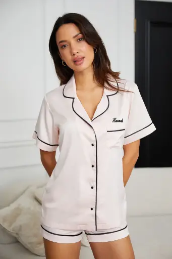 Pijama Americano Curto Rosa Claro Malha